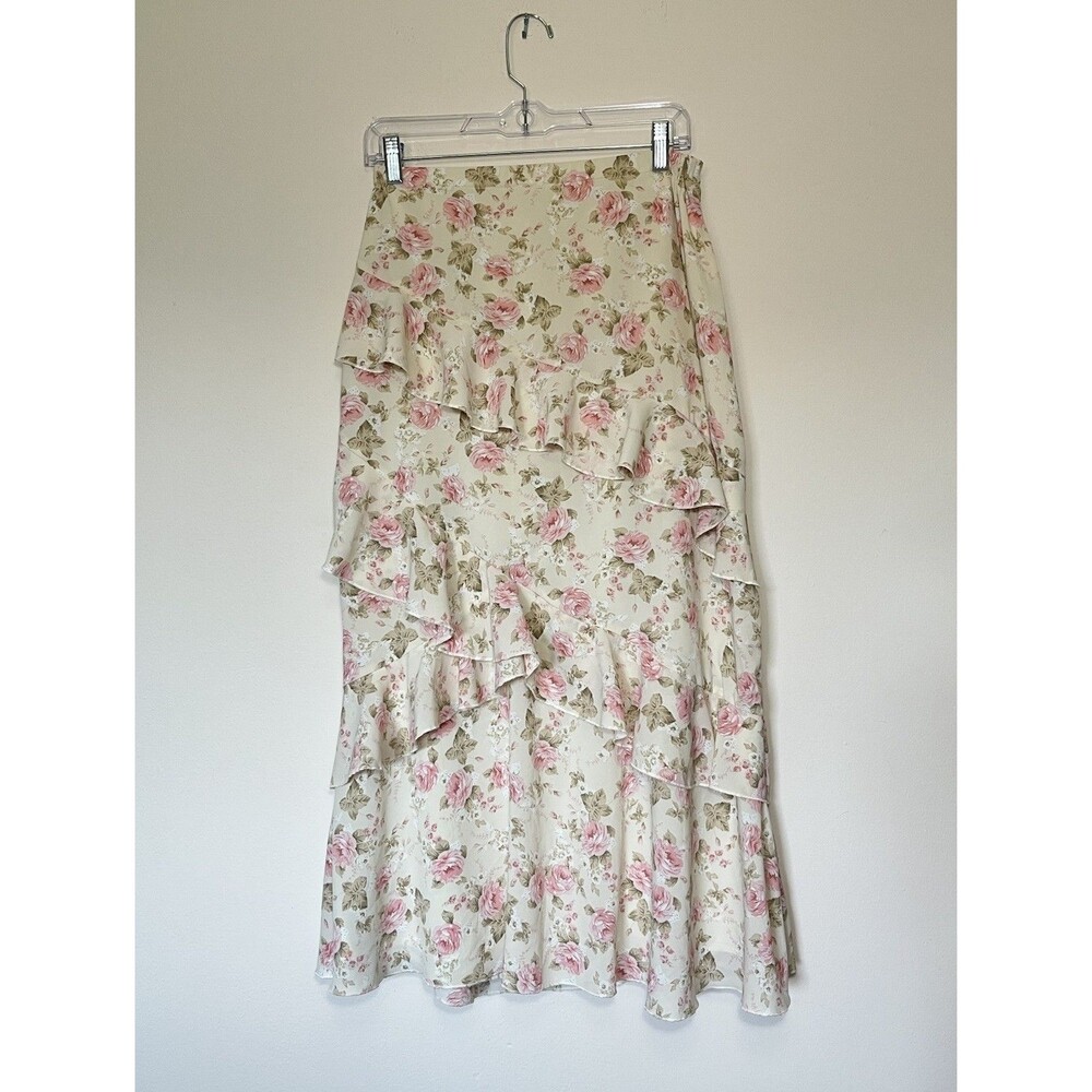 Floral Tiered Maxi Skirt - Size L Boho Cottagecore SHEIN